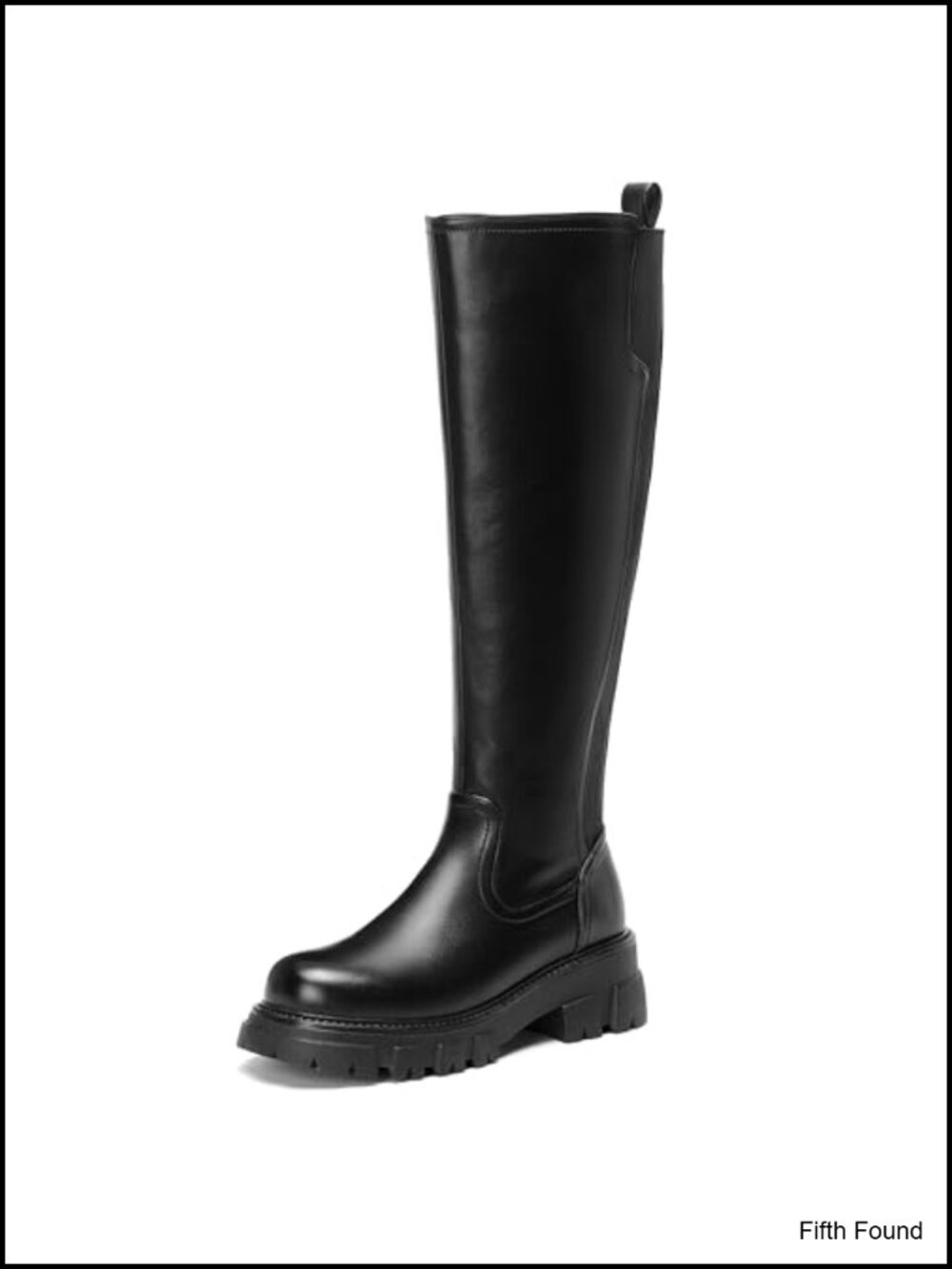 Platform Knee High Boots Chunky Heel Round Toe Side Zipper Lug Sole Women's